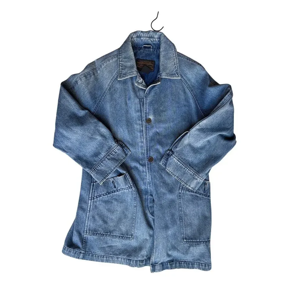 Eddie Bauer Vintage Denim Chore Jacket Rare Back Detail Festival S